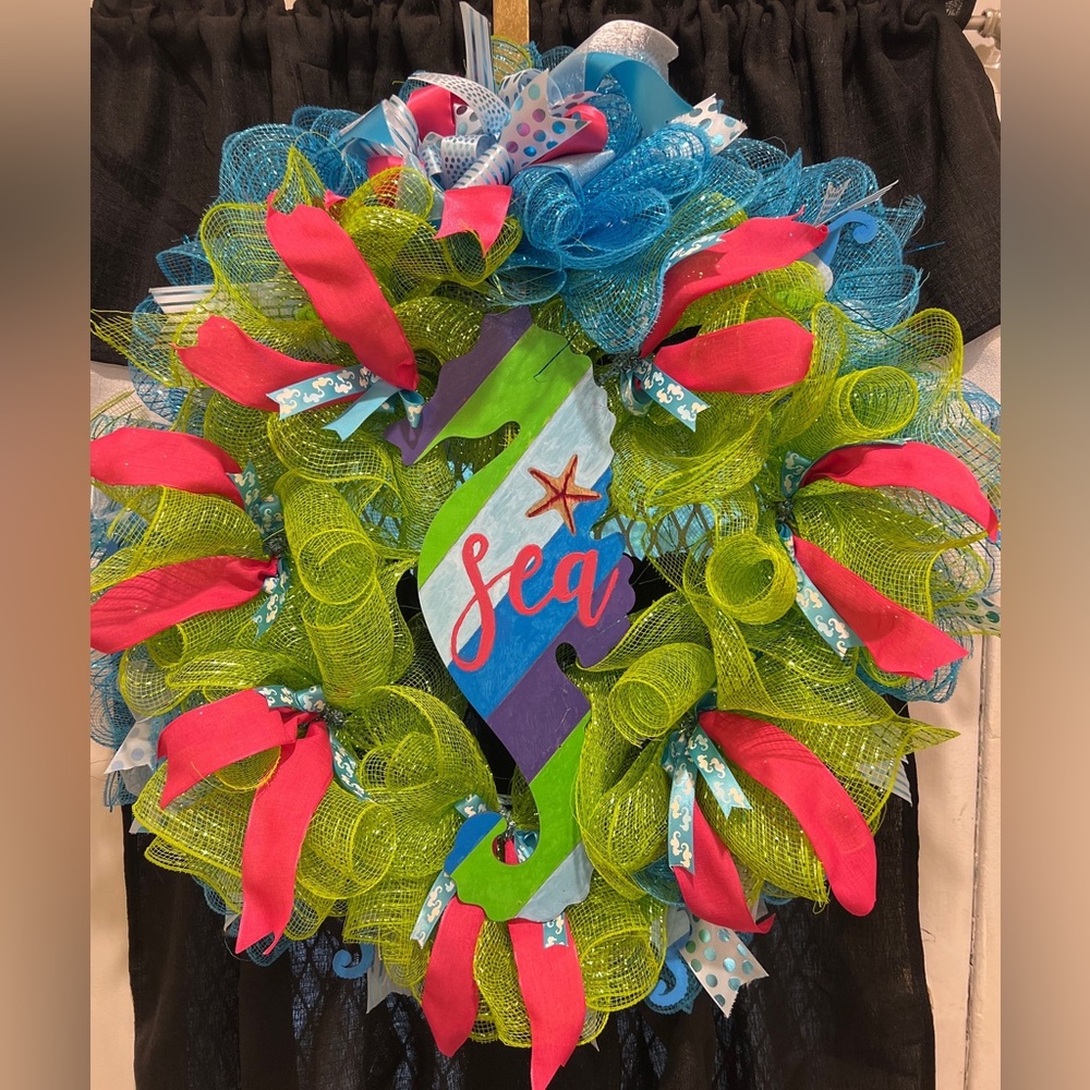 Vibrant Seahorse Wreath